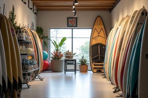 Card image for equipment retail showing surfboards and paddleboards