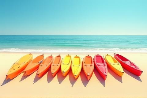 Card image for kayak rentals with kayaks lined up on the beach